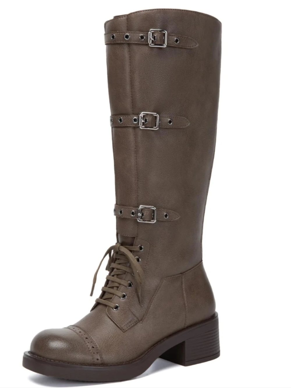 Athlefit Women's Knee High Boots Wide Calf Buckle Riding Boots New 7.5